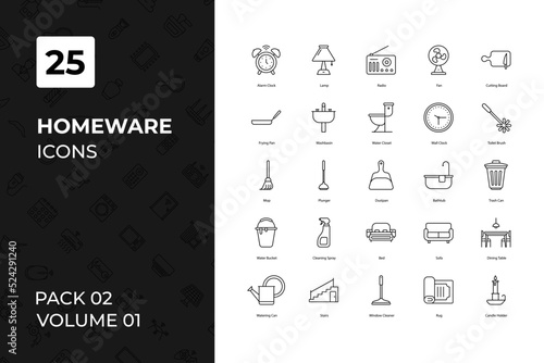 Home ware icons collection. Set contains such Icons as apartment, box, cardboard, and more