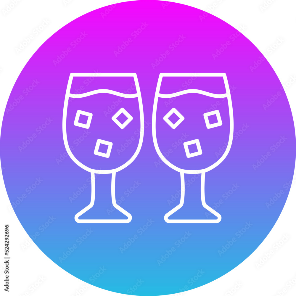 Drink Glass Gradient Circle Line Inverted Icon Drink Glass Gradient Circle Line Inverted Icon