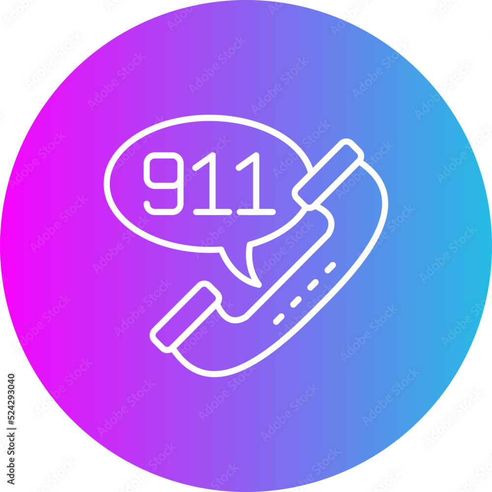 Call 911 Gradient Circle Line Inverted Icon Call 911 Gradient Circle Line Inverted Icon
