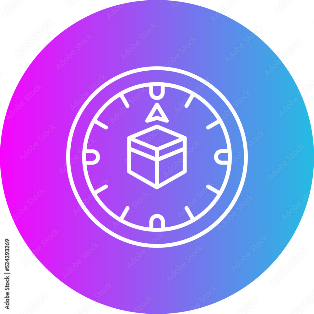 Qibla Gradient Circle Line Inverted Icon Qibla Gradient Circle Line Inverted Icon