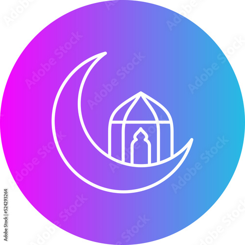 Moon Gradient Circle Line Inverted Icon
