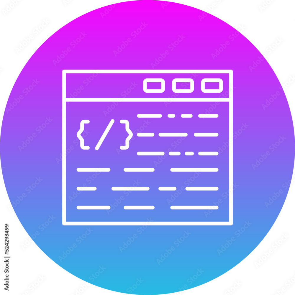 Web Coding Gradient Circle Line Inverted Icon Web Coding Gradient Circle Line Inverted Icon