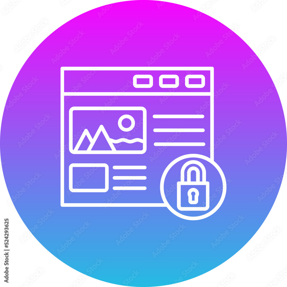 Web Security Gradient Circle Line Inverted Icon Web Security Gradient Circle Line Inverted Icon