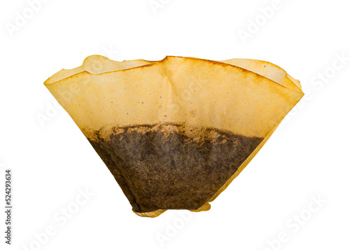 Used coffee filter isolated on white