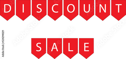 Cartel banderín de rebajas descuentos. Icono vector.