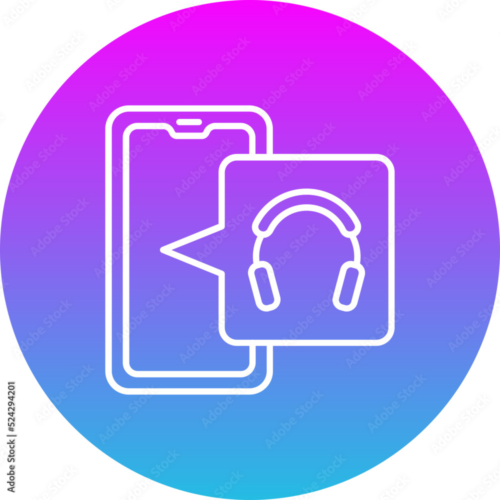 Headphones Gradient Circle Line Inverted Icon Headphones Gradient Circle Line Inverted Icon