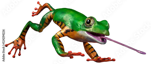 3D Rendering Amazon Tree Frog on White