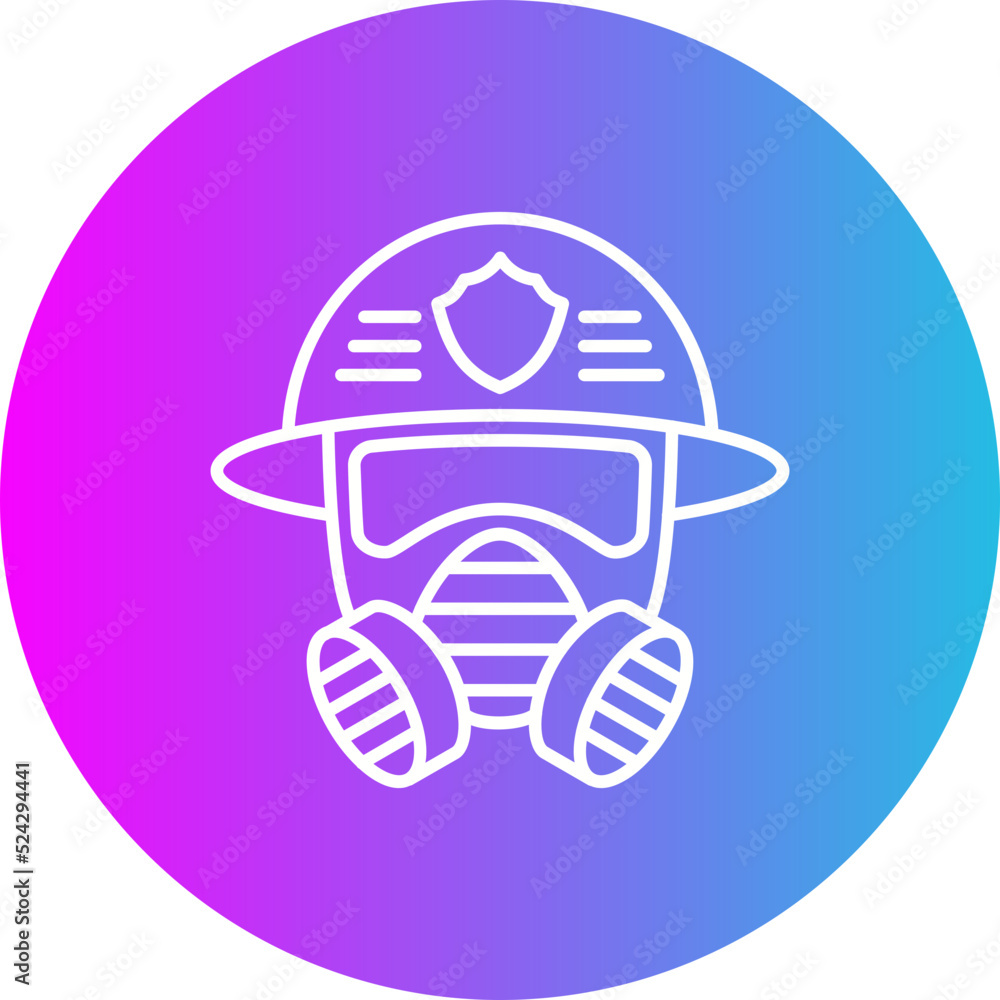 Fireman Mask Gradient Circle Line Inverted Icon Fireman Mask Gradient Circle Line Inverted Icon