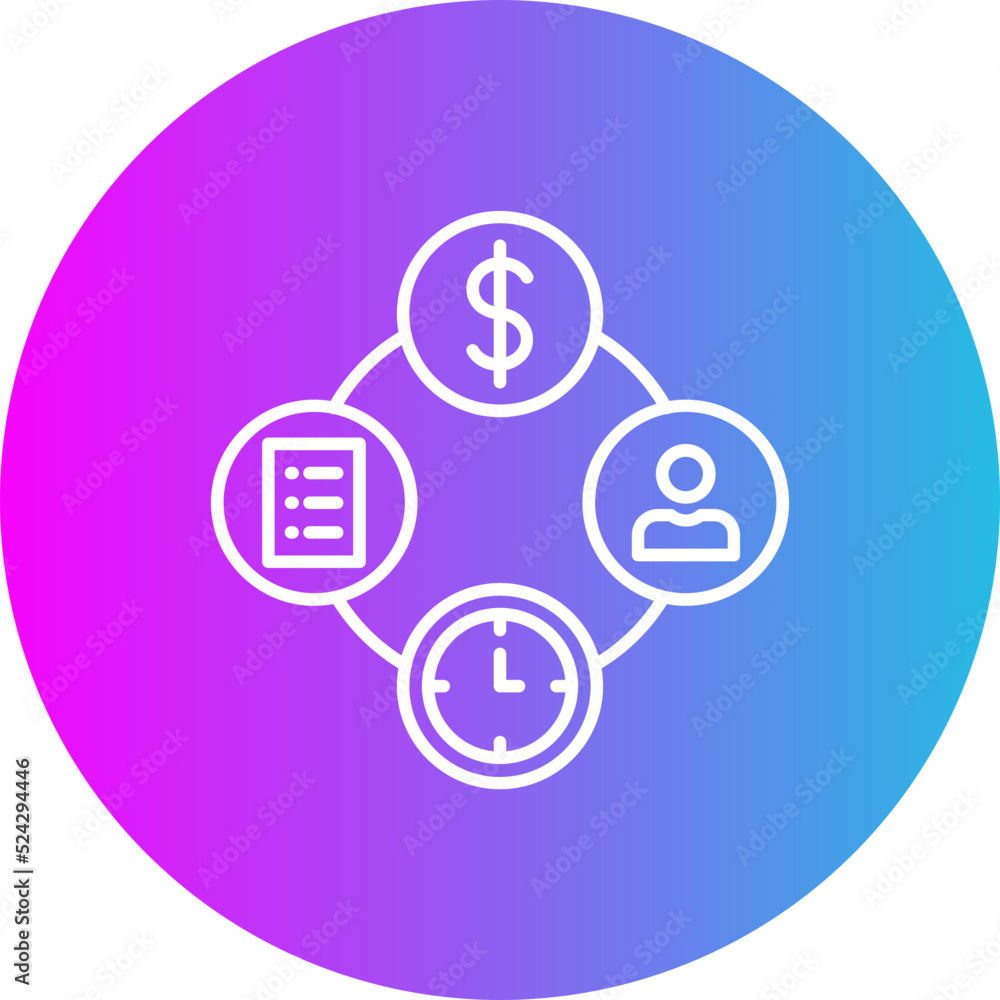 Time Management Gradient Circle Line Inverted Icon Time Management Gradient Circle Line Inverted Icon