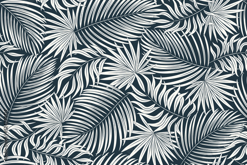 Tropical seamless natural pattern of exotic leaves.
