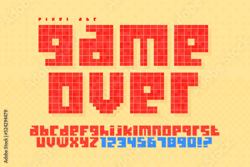 Pixel vector alphabet design, stylized like in 8-bit games