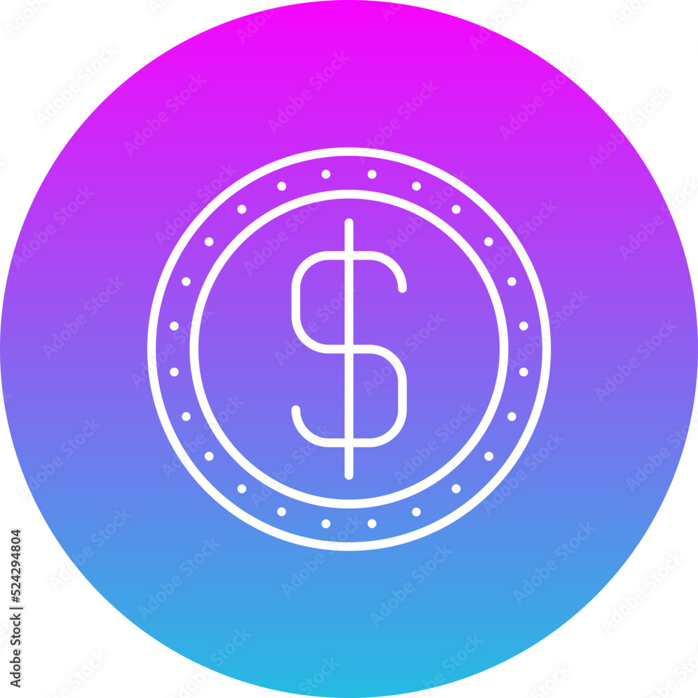 Dollar Gradient Circle Line Inverted Icon Dollar Gradient Circle Line Inverted Icon