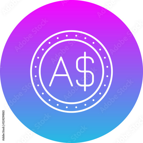 Australian Dollar Gradient Circle Line Inverted Icon