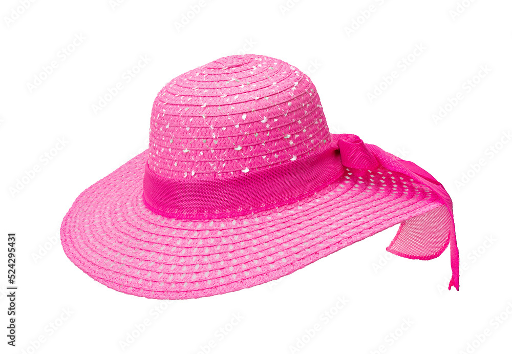 Women's pink summer hat isolated on white Women's pink summer hat isolated on white