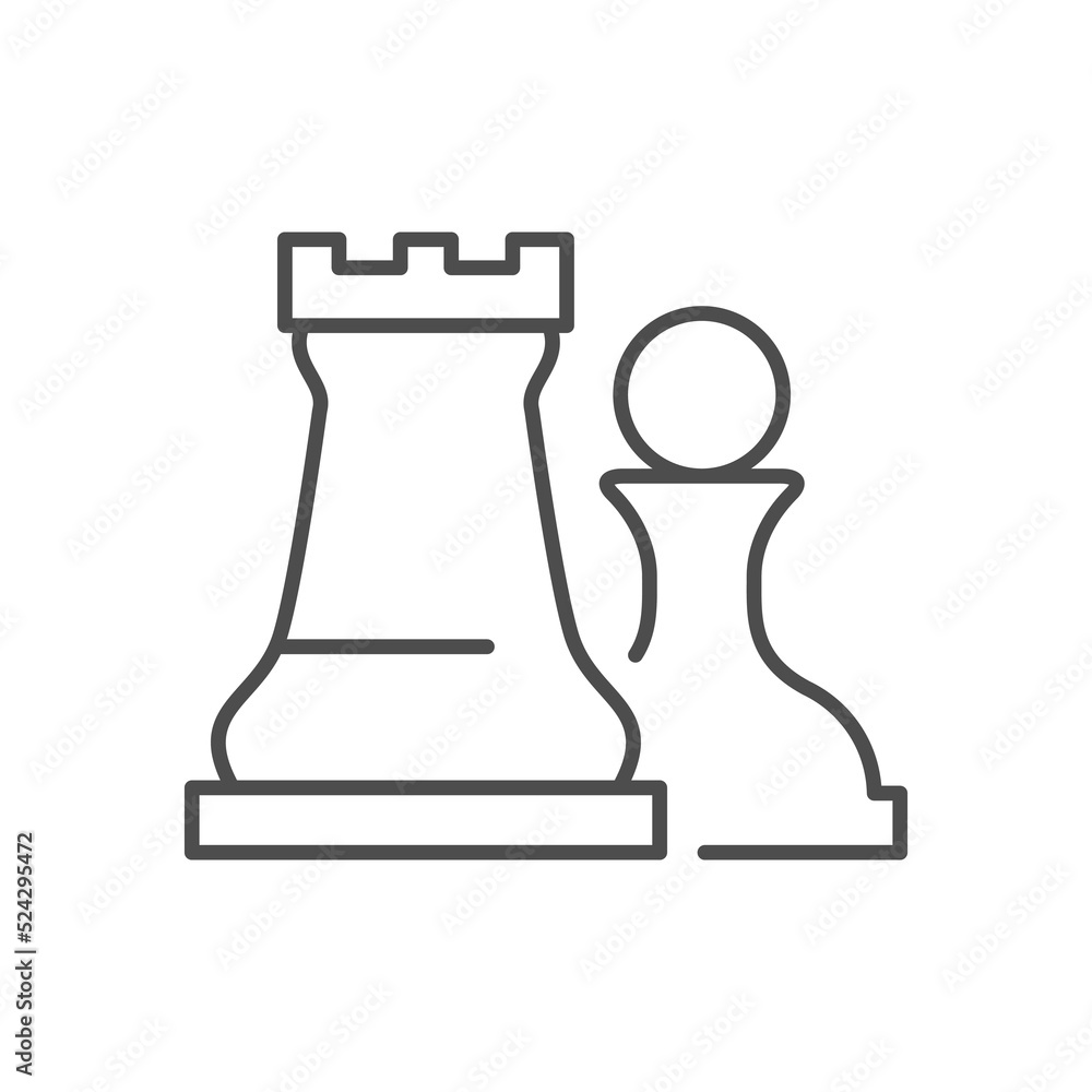 Chess pieces line outline icon Chess pieces line outline icon