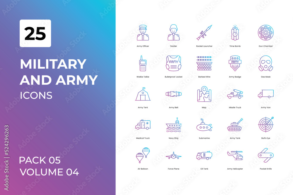 Military And Army icons collection. Set contains such Icons as America, ammunition, armed, and more
