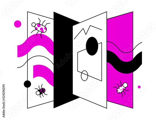 Checking files for viruses - colorful flat design style illustration