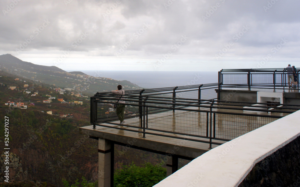 Rainy day at the observation deck of the island of La Palma.Canary Islands.