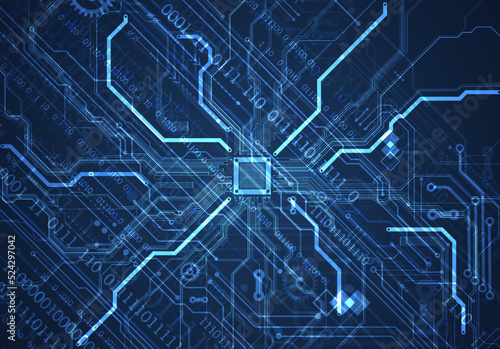 CPU concept. Circuit board. Technology background.