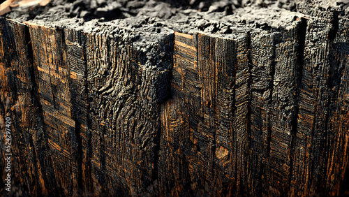 Fototapeta Naklejka Na Ścianę i Meble -  abstract burnt hardwood texture, vertical wood planks, 3d render, 3d illustration