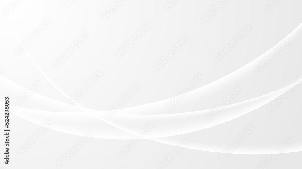 Abstract white and gray curved lines with lighting effect on clean background luxury style - obrazy, fototapety, plakaty 
