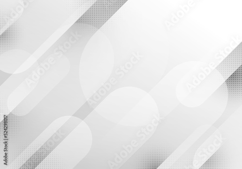 Abstract modern white and gray rounded stripes lines overlapping layered with halftone effect on clean background