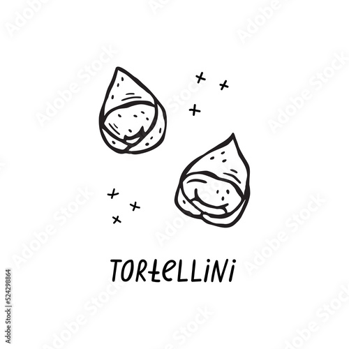 Vector hand-drawn illustration of Italian cuisine. Tortellini.