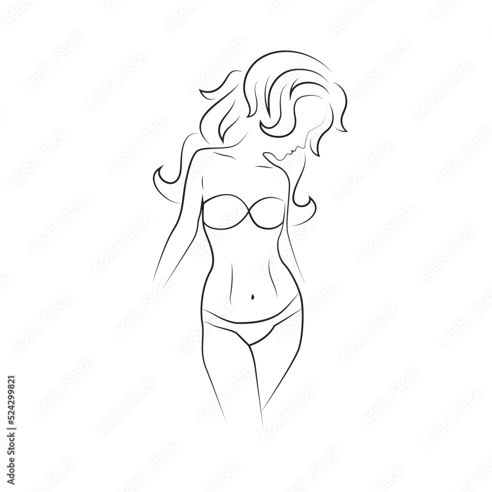 Beautiful vector woman silhouette sketch