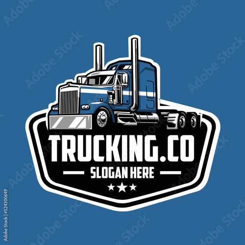 Trucking company emblem logo vector isolated. Perfect logo for trucking and freight industry