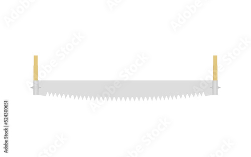 Vintage two handed saw illustration vector flat design editable. Two man saw vector.