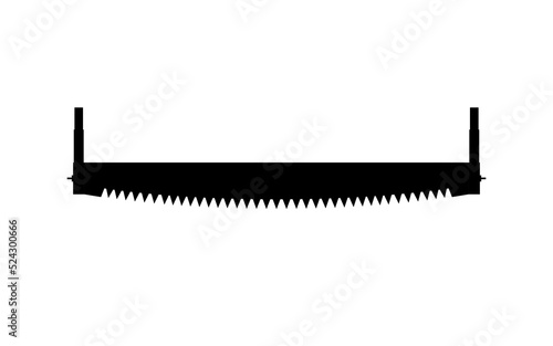 Vintage two handed saw vector silhouette black color isolated. Vintage two man saw vector. Manual saw symbol.