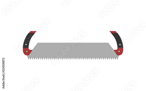 Modern two handed saw illustration vector flat design editable. Two man saw vector.