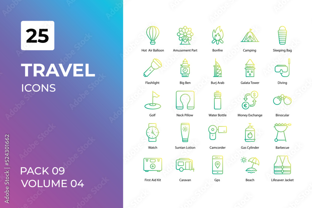 Travel icons collection. Set contains such Icons as 5 stars hotel, airplane, anchor, and more