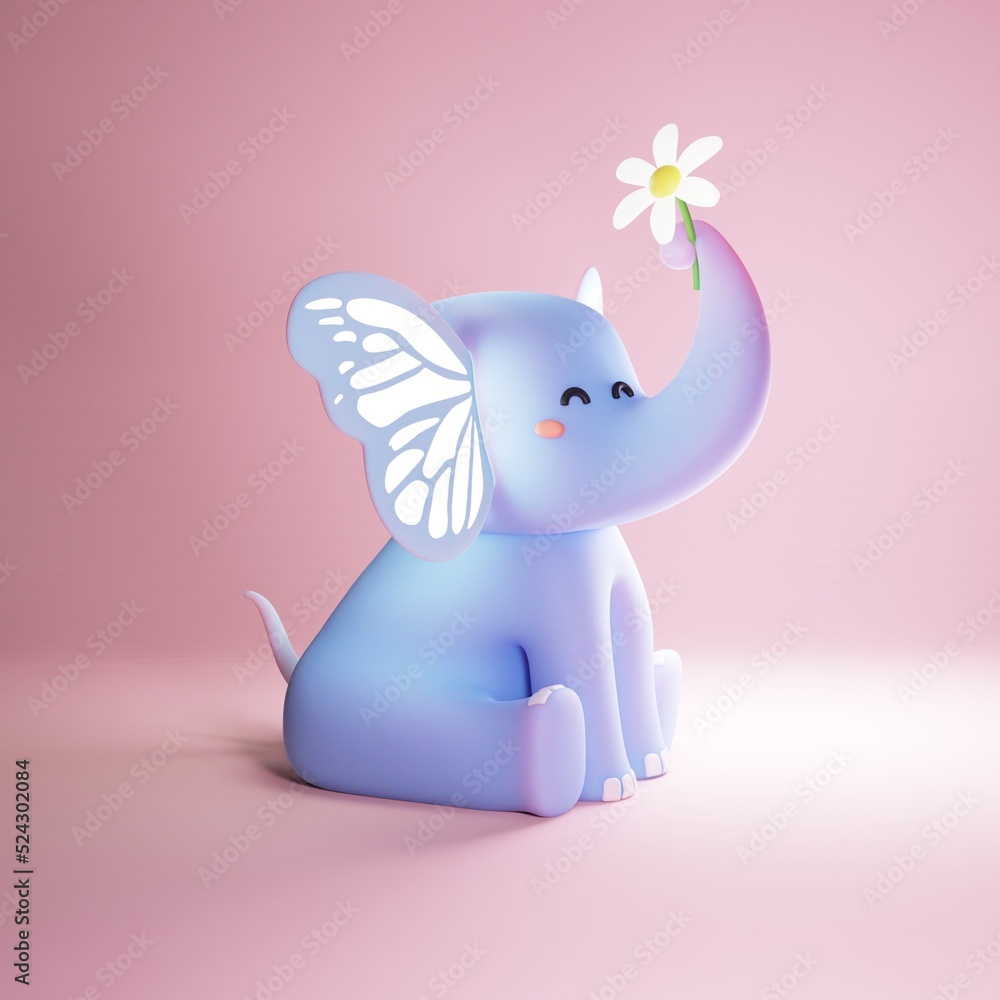 Cute Elephants Kawaii Vector & Photo (Free Trial)