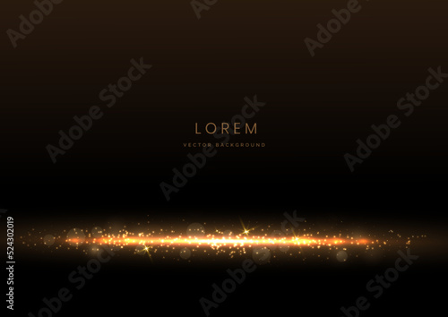 Fototapeta Naklejka Na Ścianę i Meble -  Abstract luxury golden glitter effect glowing on black background with lighting effect sparkle. Template premium award ceremony design.