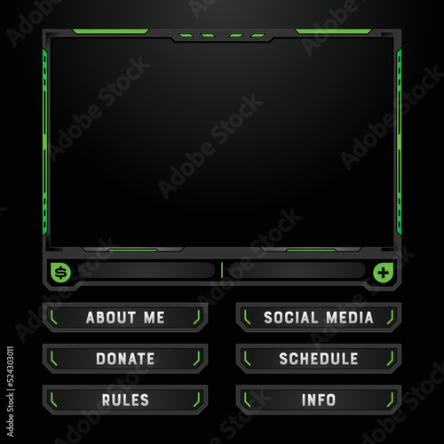 Stream Overlay Facecam and Panels for Streamer or Gamer to Live Streaming
