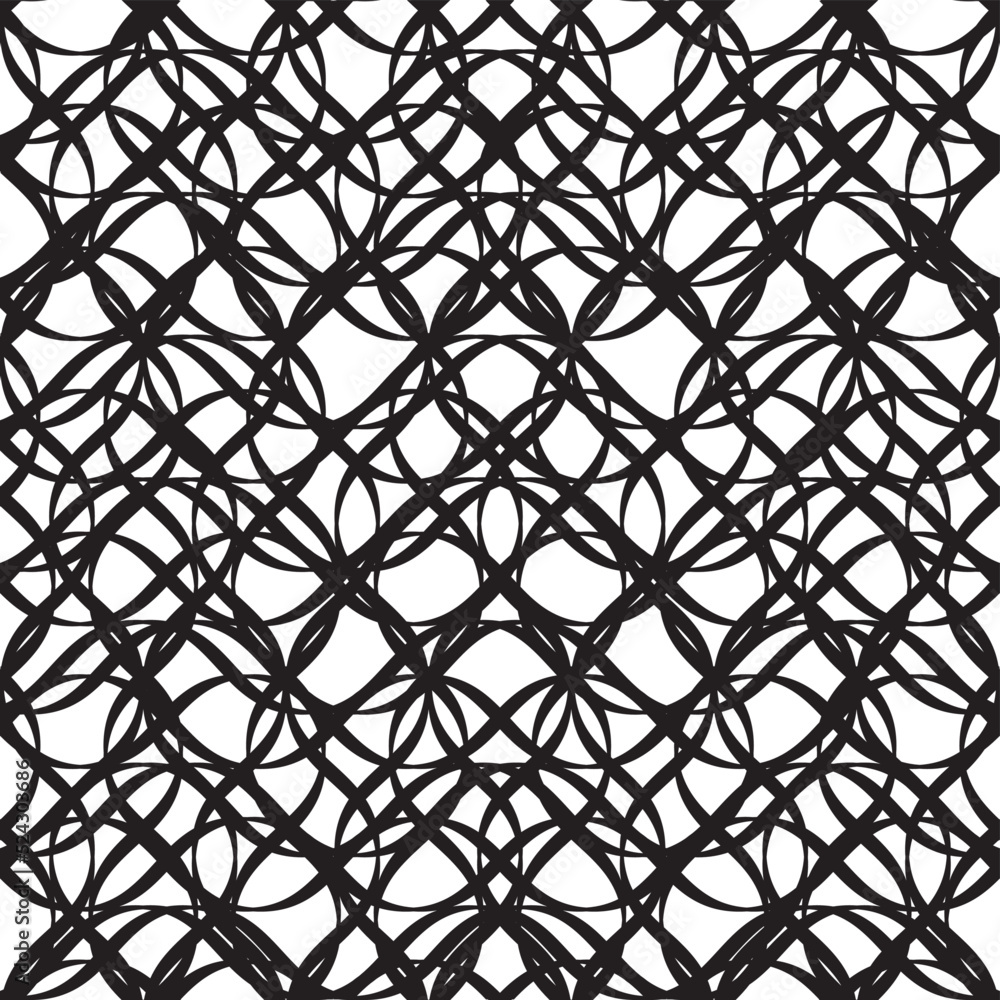 Fototapeta premium Black vector seamless wavy line pattern