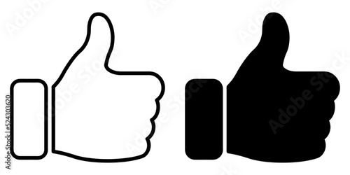 ofvs107 OutlineFilledVectorSign ofvs - thumb up vector icon . isolated transparent . like sign . social media . follow . yes . black outline and filled version . AI 10 / EPS 10 . g11420 photo