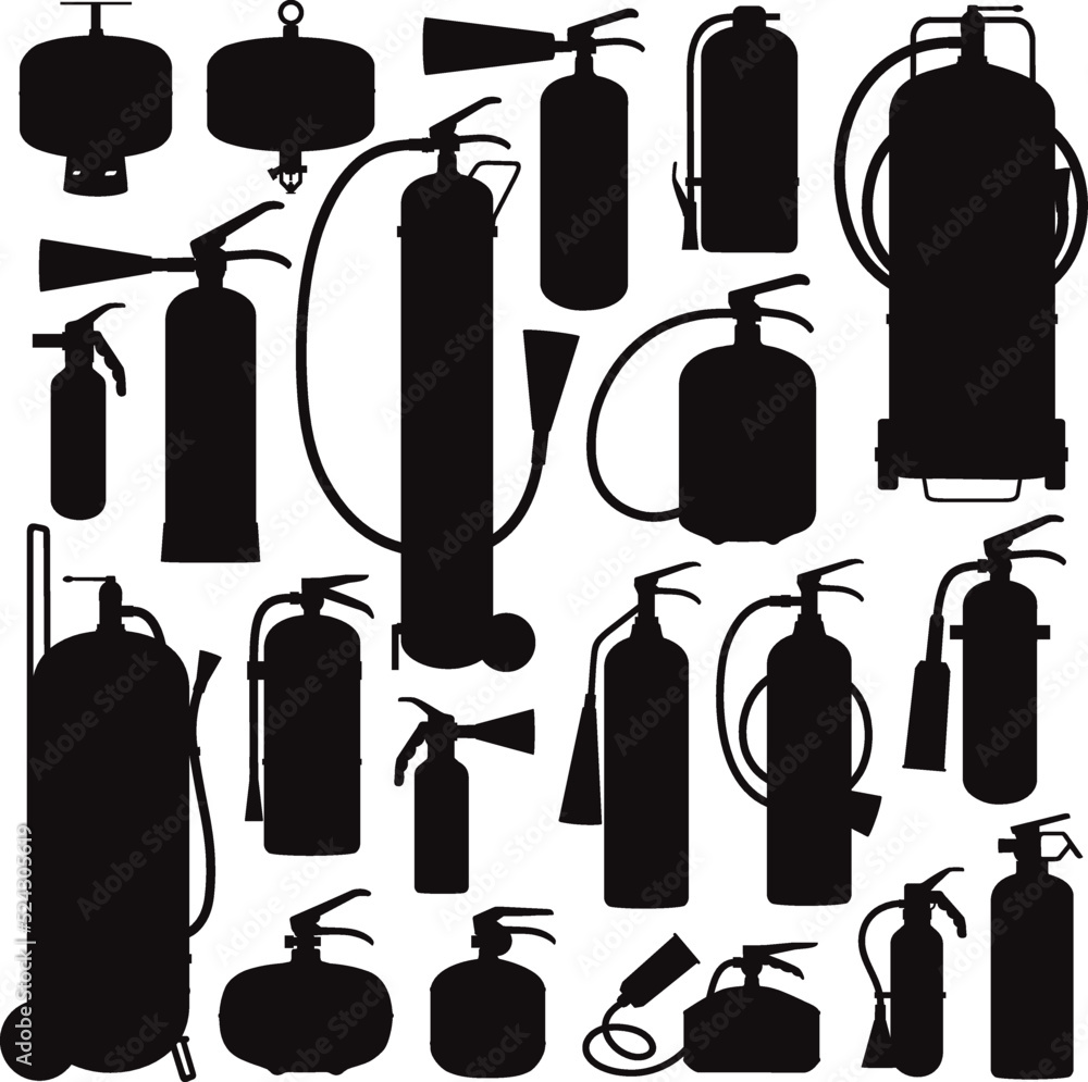 Extinguisher icon equipment extinguish isolated Vector Silhouettes Extinguisher icon equipment extinguish isolated Vector Silhouettes