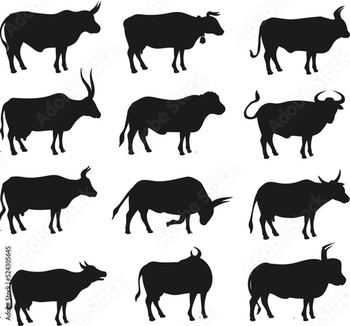 Farm animal cow isolated Vector Silhouettes © Design Stock