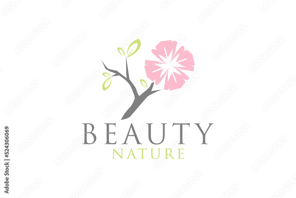 Pink flower rose nature beauty logo design icon illustration bloosom beauty spa symbol spa
