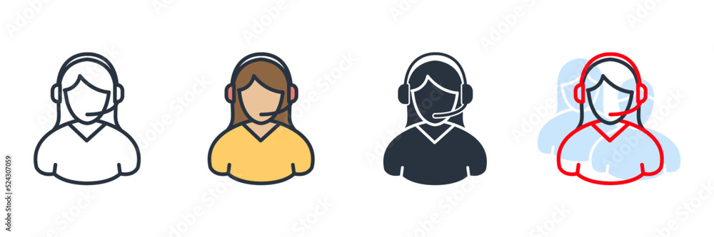 Customer support service icon logo vector illustration. User With Headphone symbol template for graphic and web design collection Customer support service icon logo vector illustration. User With Headphone symbol template for graphic and web design collection