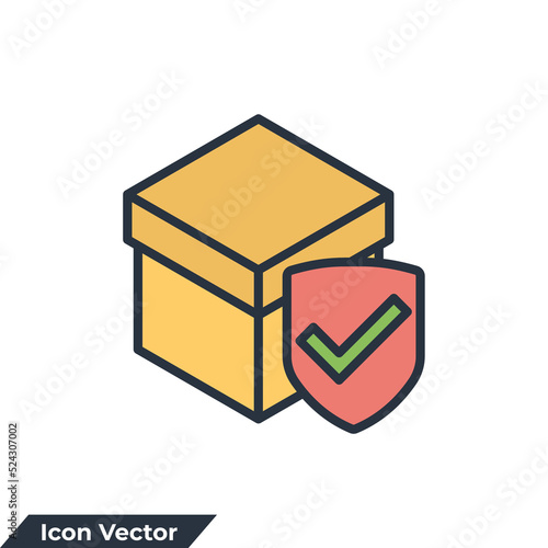 safe packaging icon logo vector illustration. Safe delivery protection symbol template for graphic and web design collection