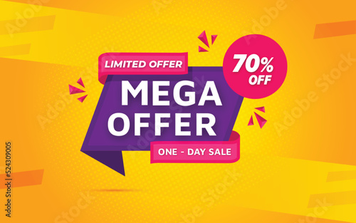 Abstract mega offer promotion banner with 70% off
