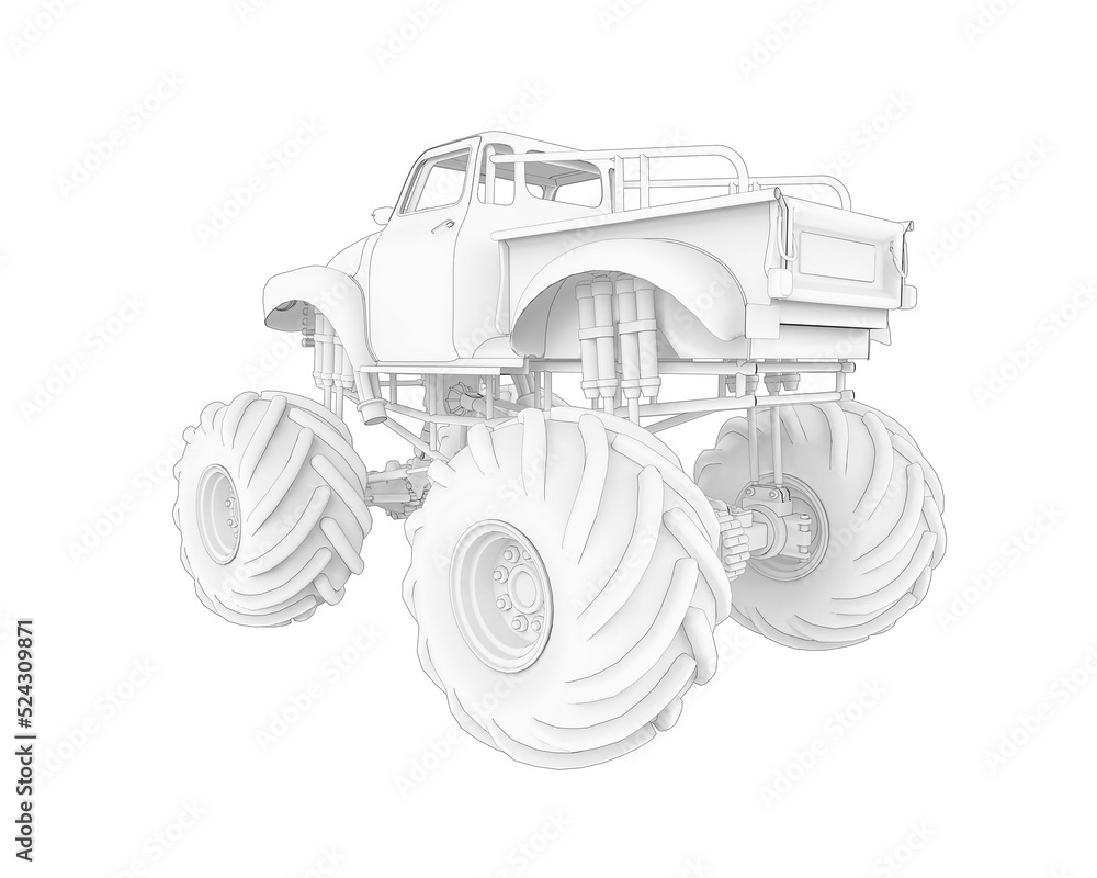 mega truck in cartoon out line on bottom cool rear view mega truck in cartoon out line on bottom cool rear view