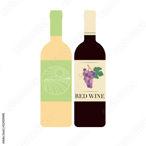 Red and white wine bottle silhouette