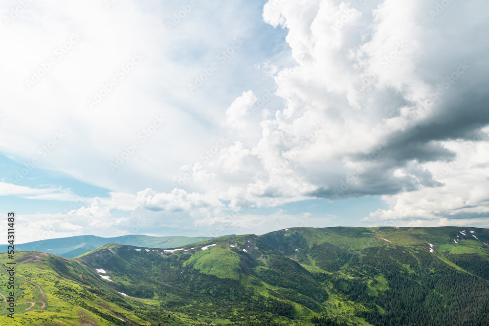 Green hills in summer, Carpathians mountain range