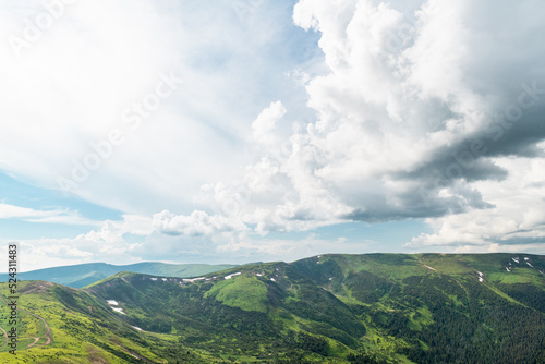 Green hills in summer, Carpathians mountain range