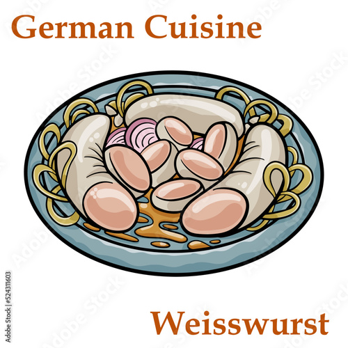 Weisswurst, white sausage of minced veal and pork