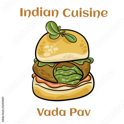 Indian Famous Street Food Vada Pav Also Know as Vada Paav, Wada Pav or Wada Pao